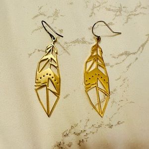 Gold feather earrings